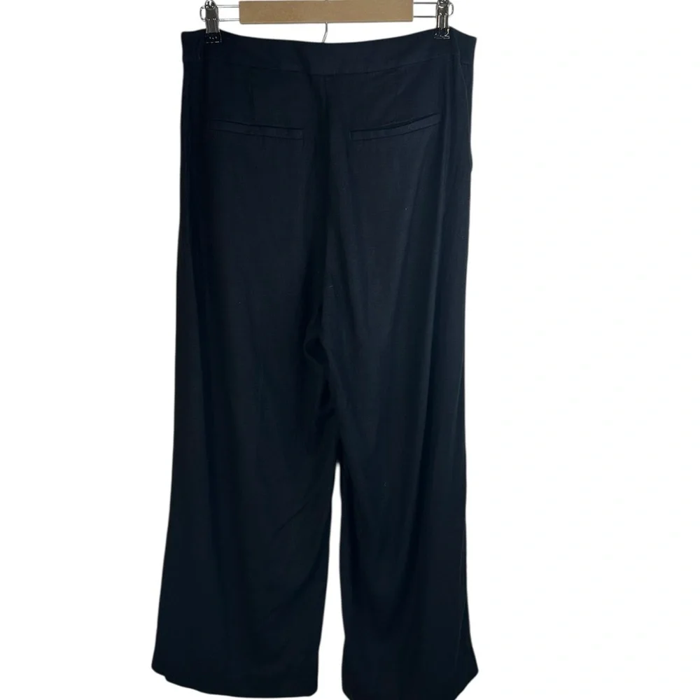 Black Women's Wide-Leg Linen Blend Pants NWT 12